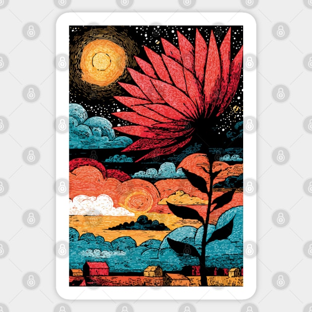 Groovy Growth | 70s Retro Psychedelic Flower Sticker by TuncGK